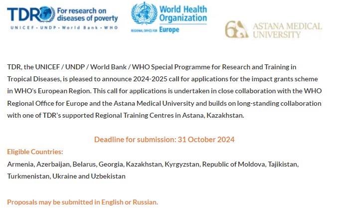 Call for Applications 2024-2025 TDR Impact Grants Scheme for operational /  implementation research in the WHO’s European Region 